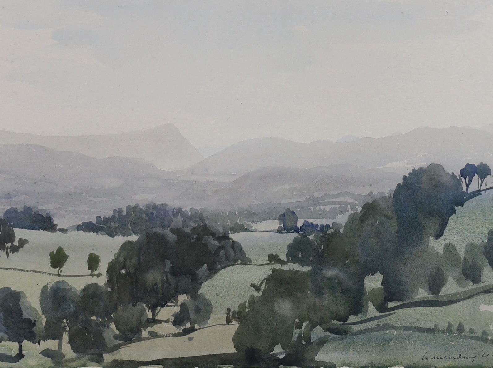 William Dring (1904-1990), watercolour, Open landscape, signed and dated '61, 33 x 45cm